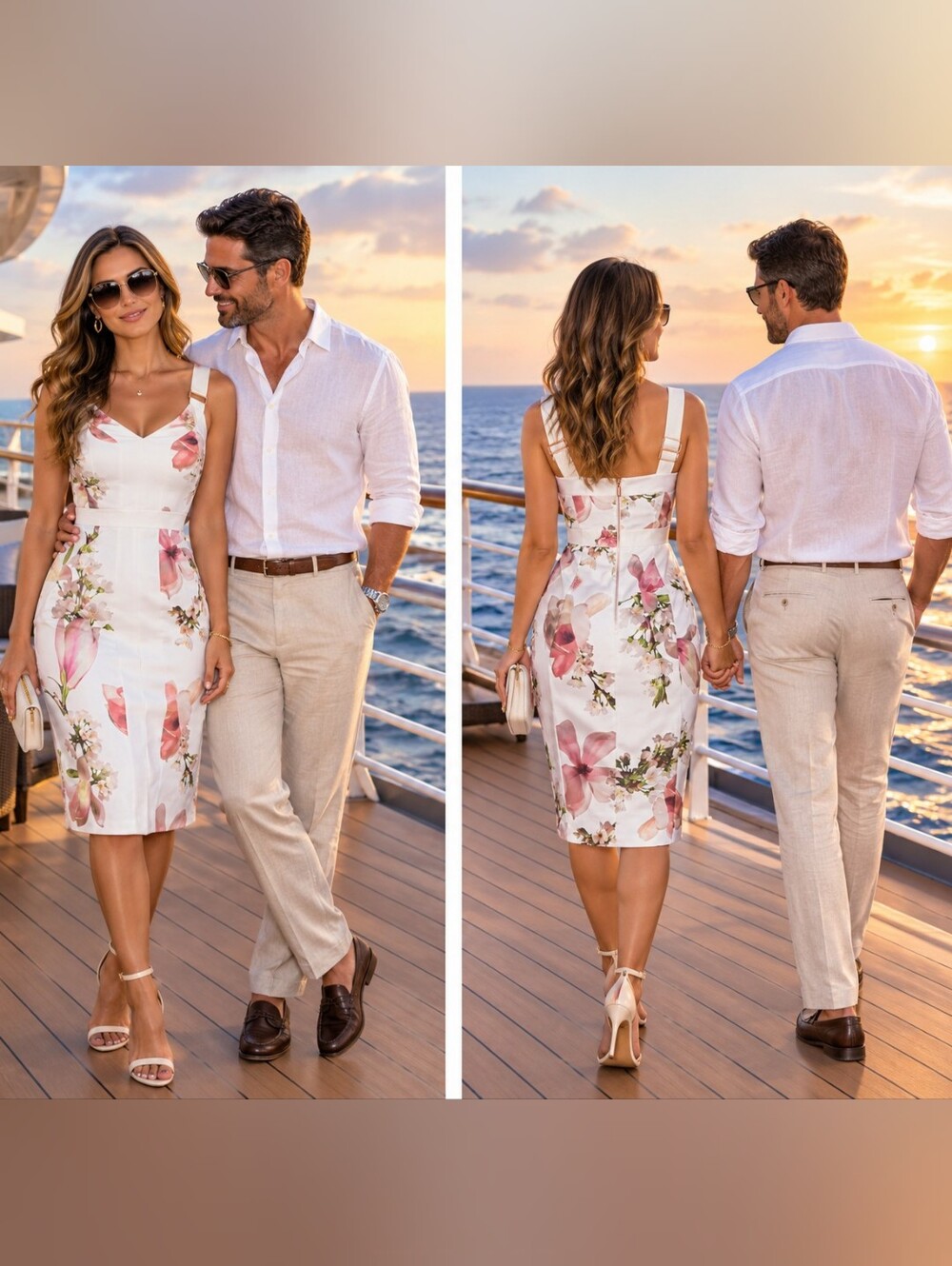 Ted Baker London White Midi Dress with Pink Floral Print
